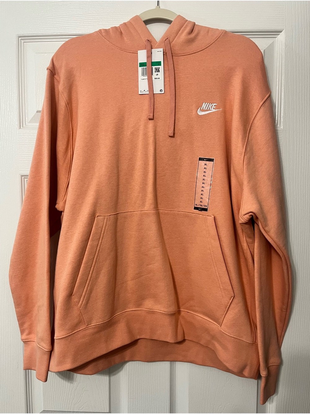 Nike Peach Pullover Hoodie with White Swoosh Tag